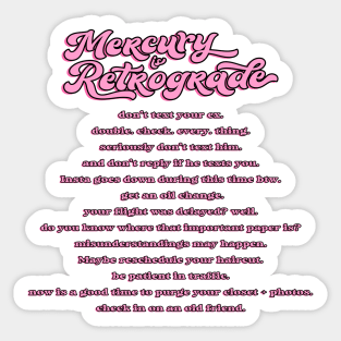 Mercury Retrograde Tips Sticker